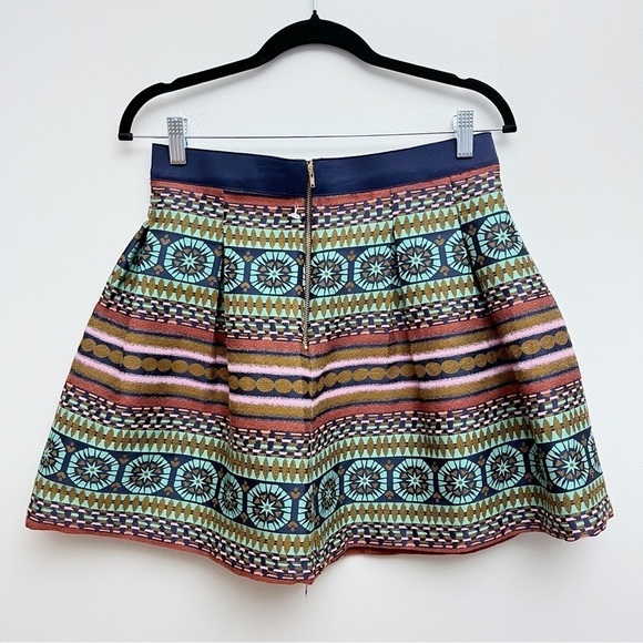 Anthropologie Morgan Carper Nomad Geometric Boho Print Pleated Mini Skirt - Picture 8 of 10